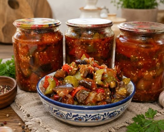 Синенькие с ароматными травами и овощами